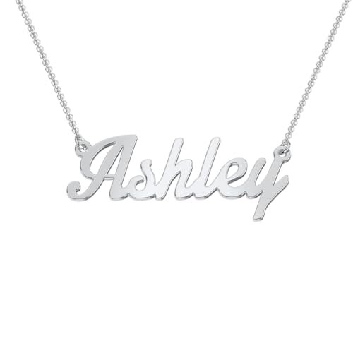 TSD Custom Name Necklace Personalized in Solid or Gold Plated or Sterling Silver, Customized Jewelry Necklace Gift for Women, Personalized with any Name or Word - Jewlr