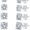 UHIBROS 18K White Gold Plated Square Cubic Zirconia Studs Hypoallergenic Mens Earrings, Stainless Steel Stud Earrings Set for Men 6 Pairs