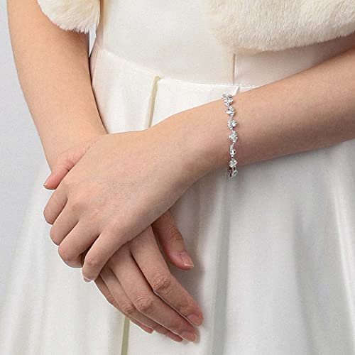Unicra Bride Crystal Necklace Earrings Set Bridal Wedding Jewelry Sets Rhinestone Choker Necklace Costume Jewelry Set for Women and Brides (3 piece set - 2 earrings and 1 necklace)