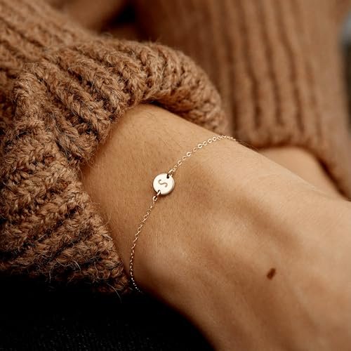 Ursteel Gold Initial Bracelet for Women Trendy - Personalized A-Z Letter Cute Bracelet for Women, Gold Jewelry Gifts for Women