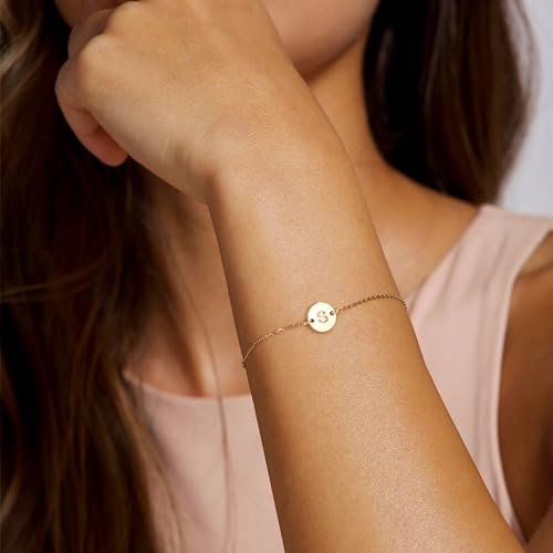 Ursteel Gold Initial Bracelet for Women Trendy - Personalized A-Z Letter Cute Bracelet for Women, Gold Jewelry Gifts for Women