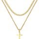 Ursteel Layered Cross Necklace for Men - 18K Gold Silver Black Stainless Steel Mens Cross Necklaces Cross Chain, Layered Rope Chain Cross Necklace for Men 16 18 20 22 24 Inch...