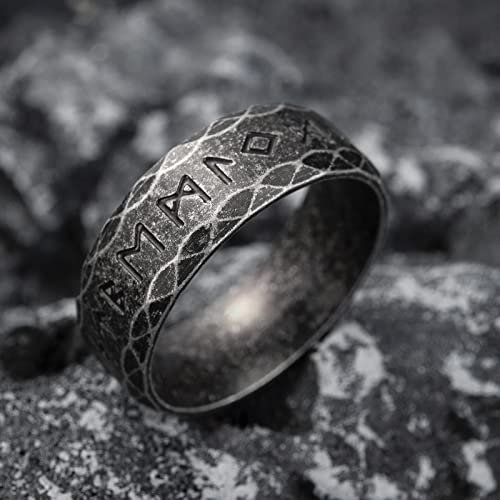 Viking Rings for Men Norse Viking Raven Runes Vegvisir Compass Amulet Ring Jewelry for Men Women Boys Size 7-13