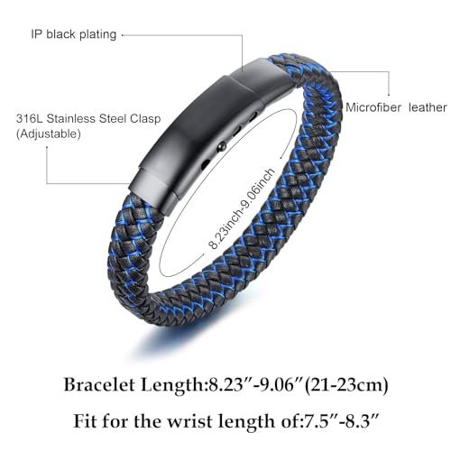VNOX Men's Inspirational Mantra Engarved Handmade Braided Leather Adjustable Cuff Bangle Bracelet Encouragement Motivational Gift for Men