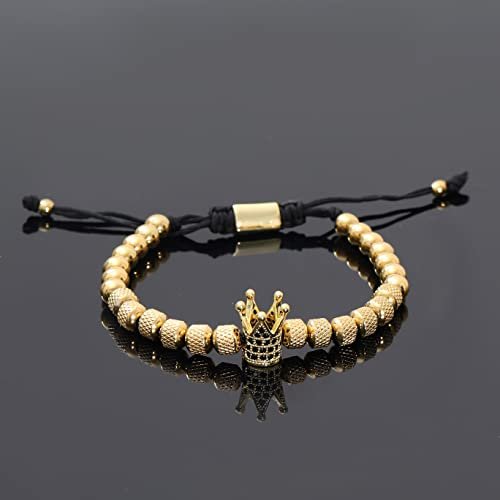 WFYOU 3PCS Stainless Steel Imperial Crown Bracelets for Men Gold Roman Numeral Bangle Bracelet Adjustable Cuff Bracelet Mens Luxury Jewelry Gifts
