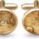 World Map Cufflinks Wedding Vintage Personalised Gifts Father Grandfather Dad Tie Clip Blue ZUNON