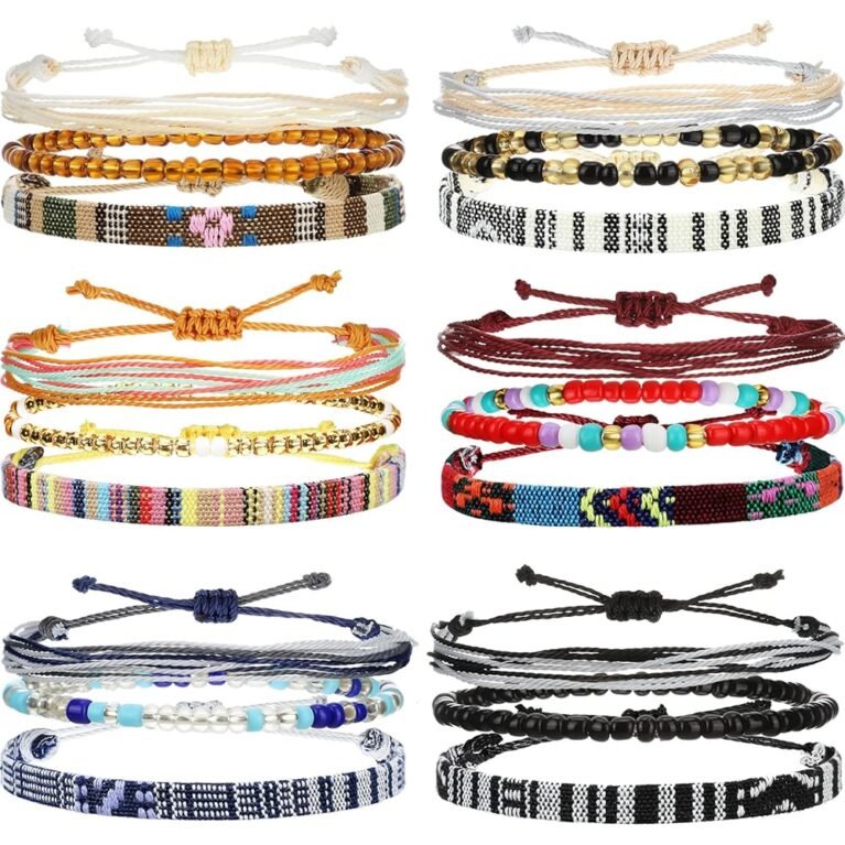 Yinkin 18 Pcs Boho Surfer Ankle Bracelet for Women Men Adjustable Beaded Anklets Unisex Handmade Braided Bracelet Waterproof Surfer Beach Bracelet Anklet Bracelet String Rope...