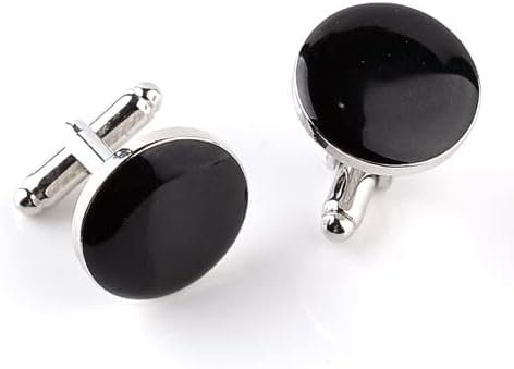 YKKJ Manschettenknöpfe, Herren Hochzeit Manschettenknöpfe 1 Paar Edelstahl Manschettenknopf Schwarz Cufflinks für Herren Shirt Business Hochzeit oder als Geburtstagsgeschenk