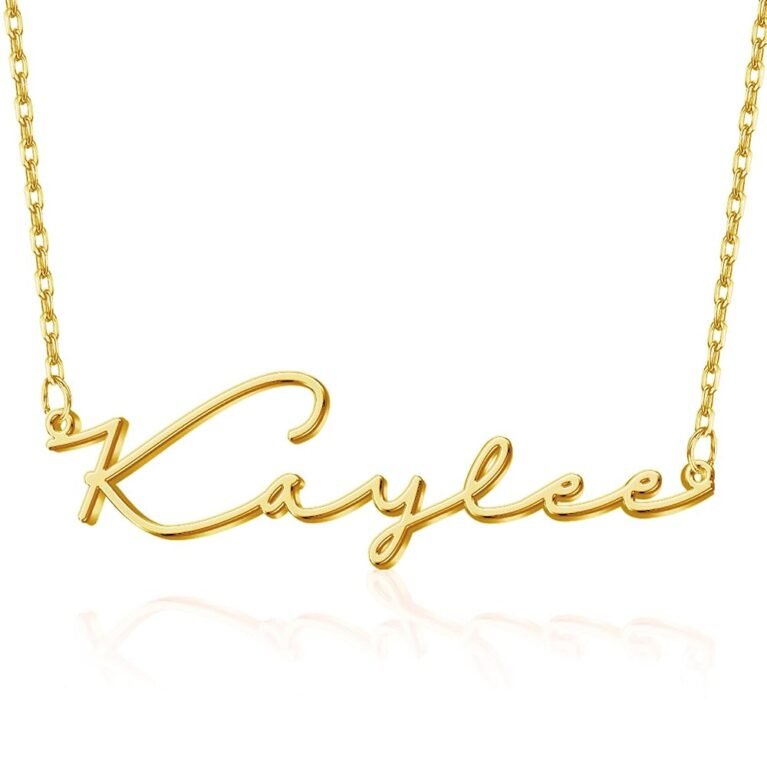 Yofair Custom Name Necklace Personalized 18K Gold Plated Nameplate Pendant Gift for Women