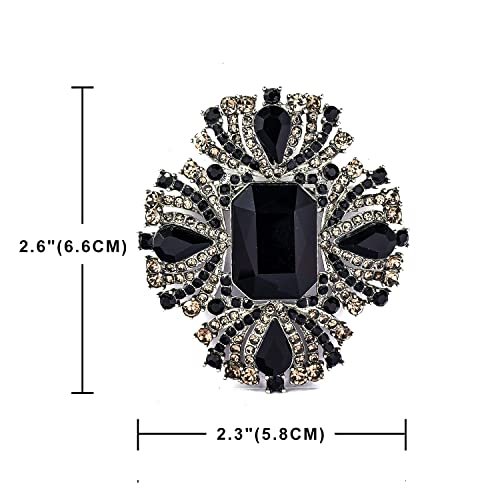 YOQUCOL Vintage Austrian Crystal Rhinestone Cross Flowers Shaped Brooch Pin Elegant Jewelry For Women Girls