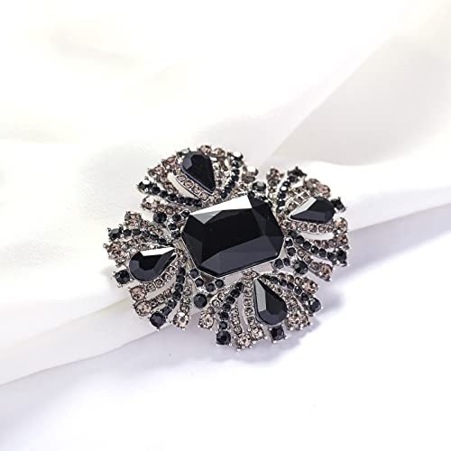 YOQUCOL Vintage Austrian Crystal Rhinestone Cross Flowers Shaped Brooch Pin Elegant Jewelry For Women Girls