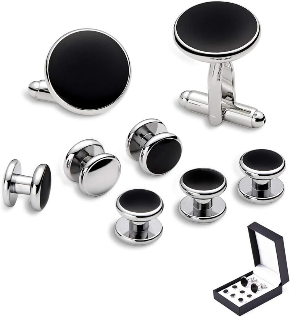 Zealmer 316L Stainless Steel Cufflinks Shirt Studs Business Wedding Gifts for Men